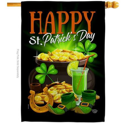 ORNAMENT COLLECTION 28 x 40 in. Happy Saint Patrick Day House Flag with Spring St. Double-Sided Vertical Flags  Banner OR583603